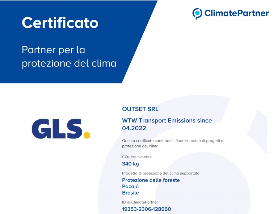 OUTSET &egrave; partner GLS per la protezione del clima!